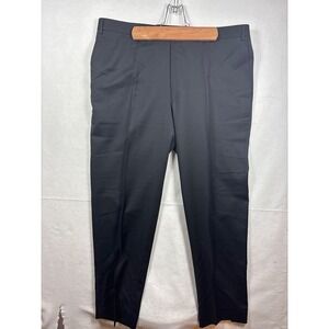 Canali Mens Black Flat-Front Dress Pants38x30.5